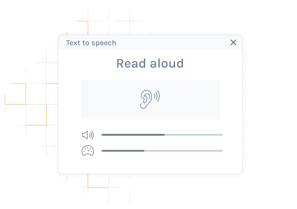 Illustration of the 'Text to speech' tool on Exam.net