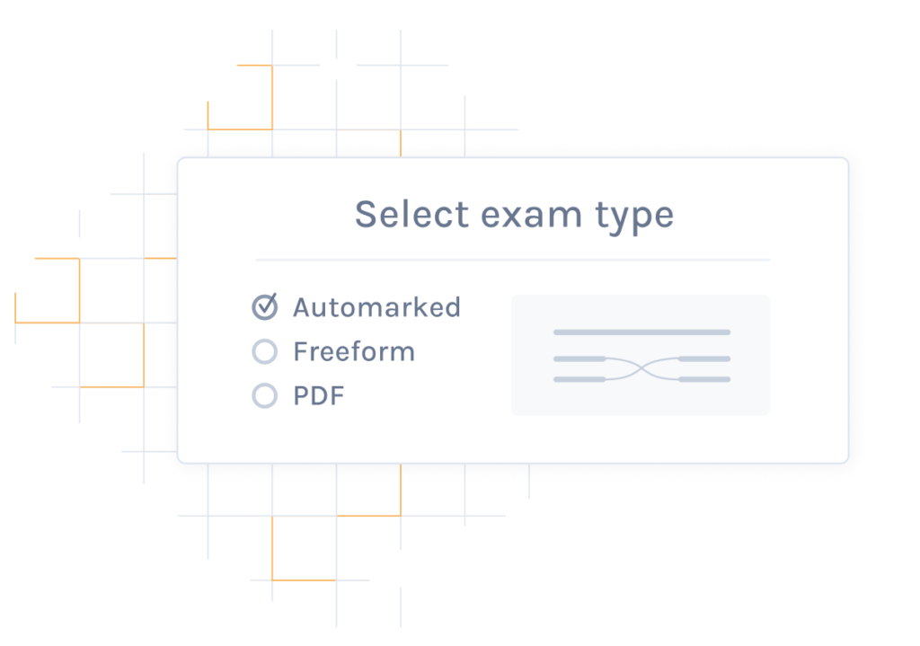 Illustration of selecting exam type on Exam.net