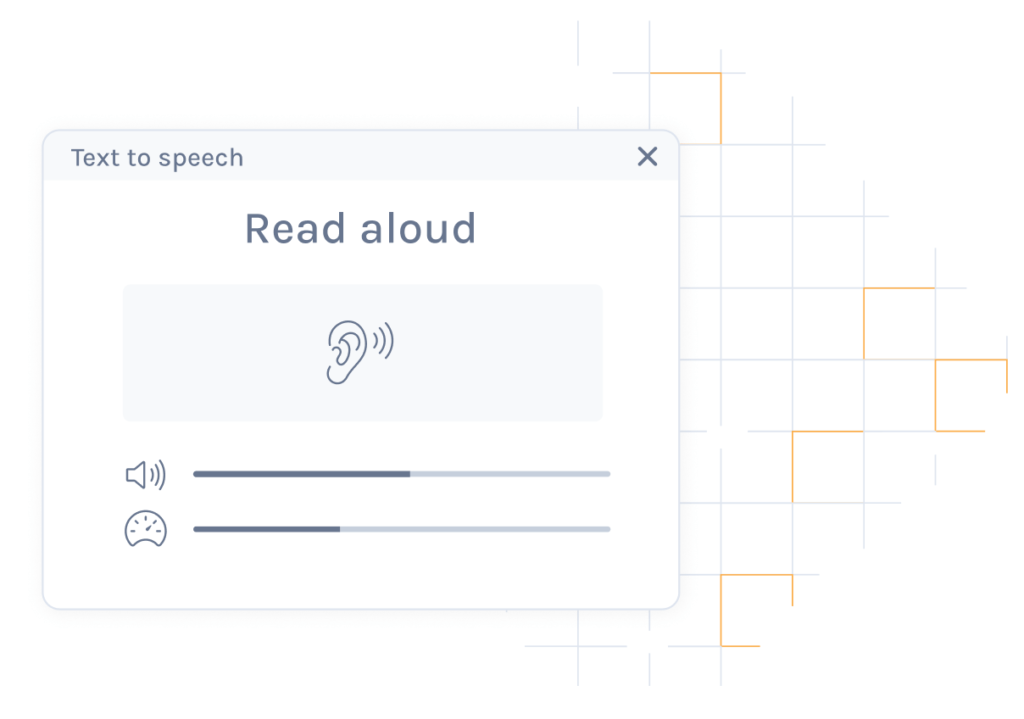 Illustration of the 'Text to Speech' tool on Exam.net