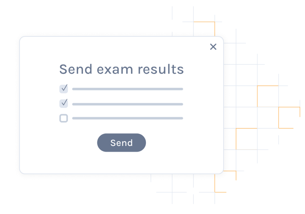 Illustration of sending exam results to students on Exam.net