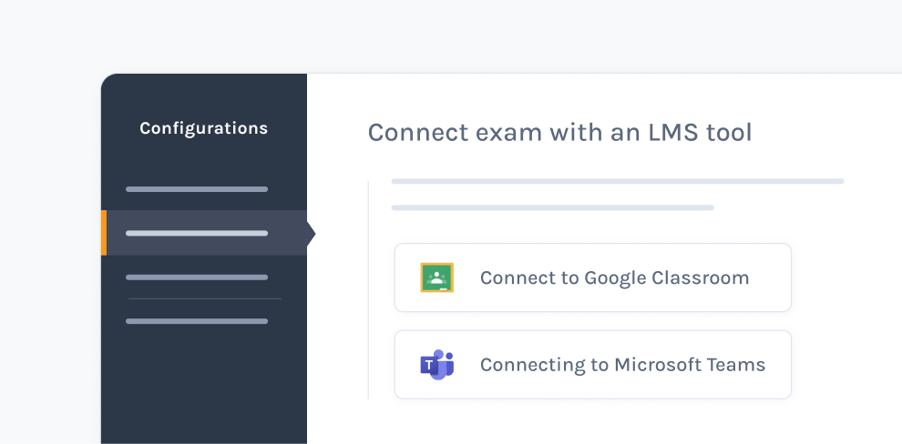 Connect your exam with an LMS tool under Configurations when creating an exam