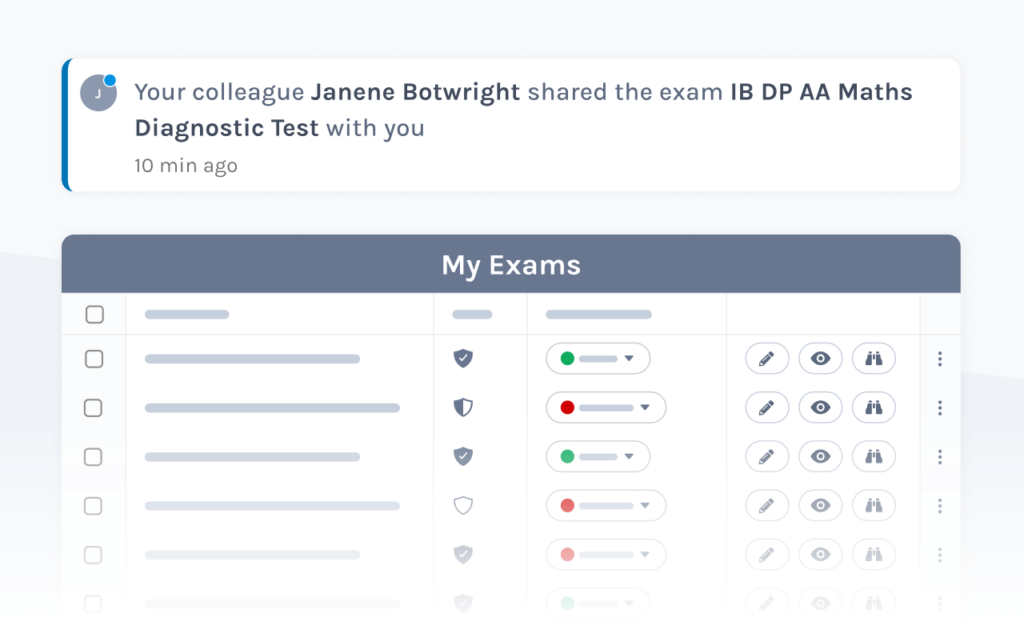 Colleague sharing an exam via Exam.net