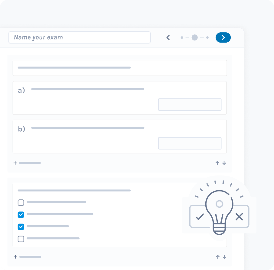 Visual UI of Exam.net exam builder